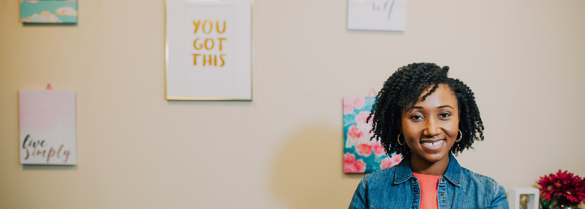 woman smiling in an office 